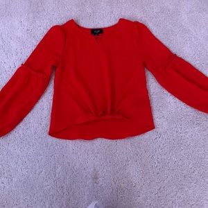 I.N Girl Girls Medium 10-12 Blouson-Sleeve Tie-Front Top